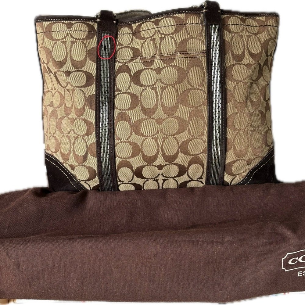 Coach Brown Monogram Bags with Leather Accents
